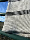 Chunky Blanket With Sewn Hem in White/Gray Twill With 1-Inch Black Stripes