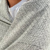 Finely Woven Blanket Scarf in Light Gray Plaited Diamond Weave