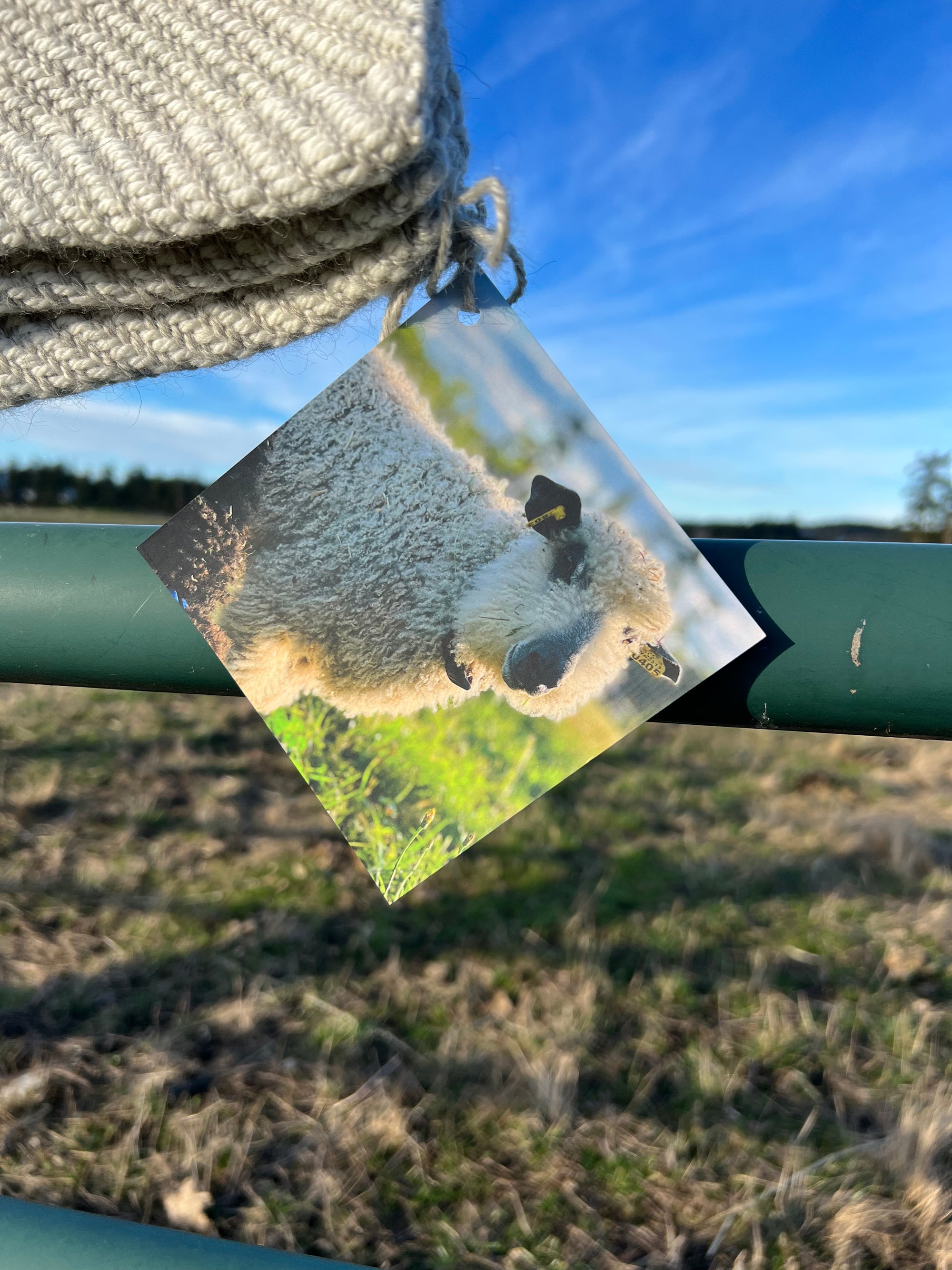 Chunky Blanket With Sewn Hem in White/Gray Twill With 1-Inch Black Stripes
