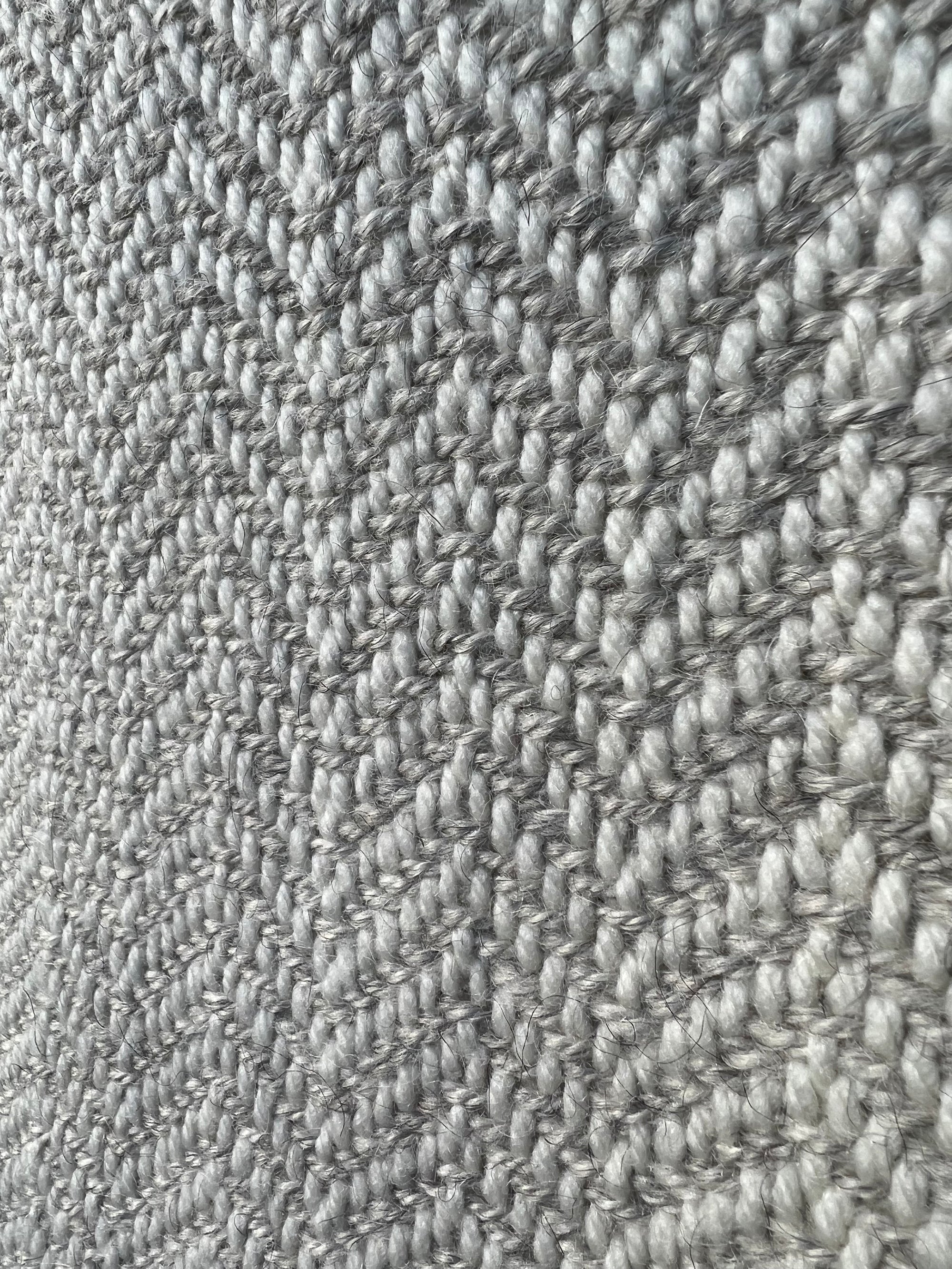 Chunky Blanket With Sewn Hem in White/Gray Herringbone.