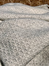 Finely Woven Blanket Scarf in Gray/Cream Plaited Diamond Weave