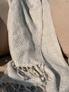 Finely Woven Blanket Scarf in Cream/Gray Plaited Diamond Weave