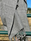 Finely Woven Blanket Scarf in Charcoal Gray Plaited Diamond Weave