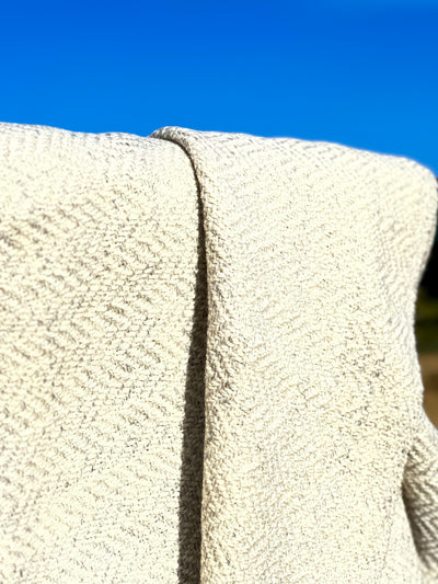 Finely Woven Blanket Scarves Cream/light gray herringbone