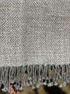 Finely Woven Blanket Scarf in Light Gray/Charcoal Gray Herringbone